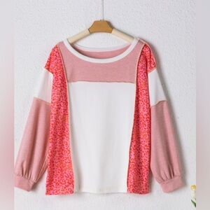 Pink leopard Multi Colored patch work Long Sleeve